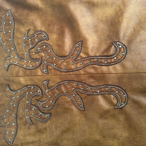 Reba Woman Faux Leather Western Jacket Brown 1X Plus Size Embroidered Studded - Picture 4 of 8